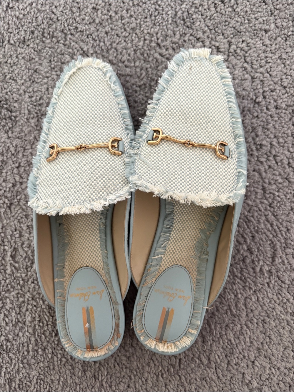 Sam Edelman Linnie Women's Robin Egg Blue Fray Mule - Picture 2 of 7